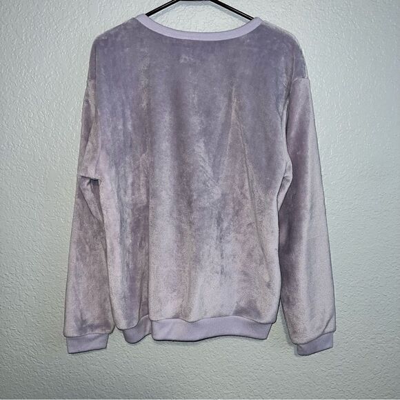 Love Tribe Juniors Round Neck Too Cold To Care Plush Sweatshirt Purple Large - Picture 6 of 7